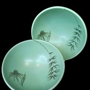Set/2 Pfaltzgraff Dessert Fruit Bowls 5.25" Winterwood Green leaves 1999-2010